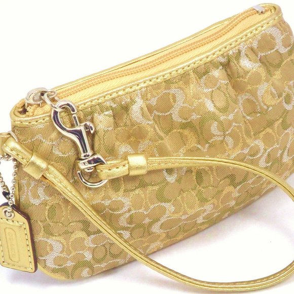 Coach Handbags - Coach Wristlet Clutch Gold Silver